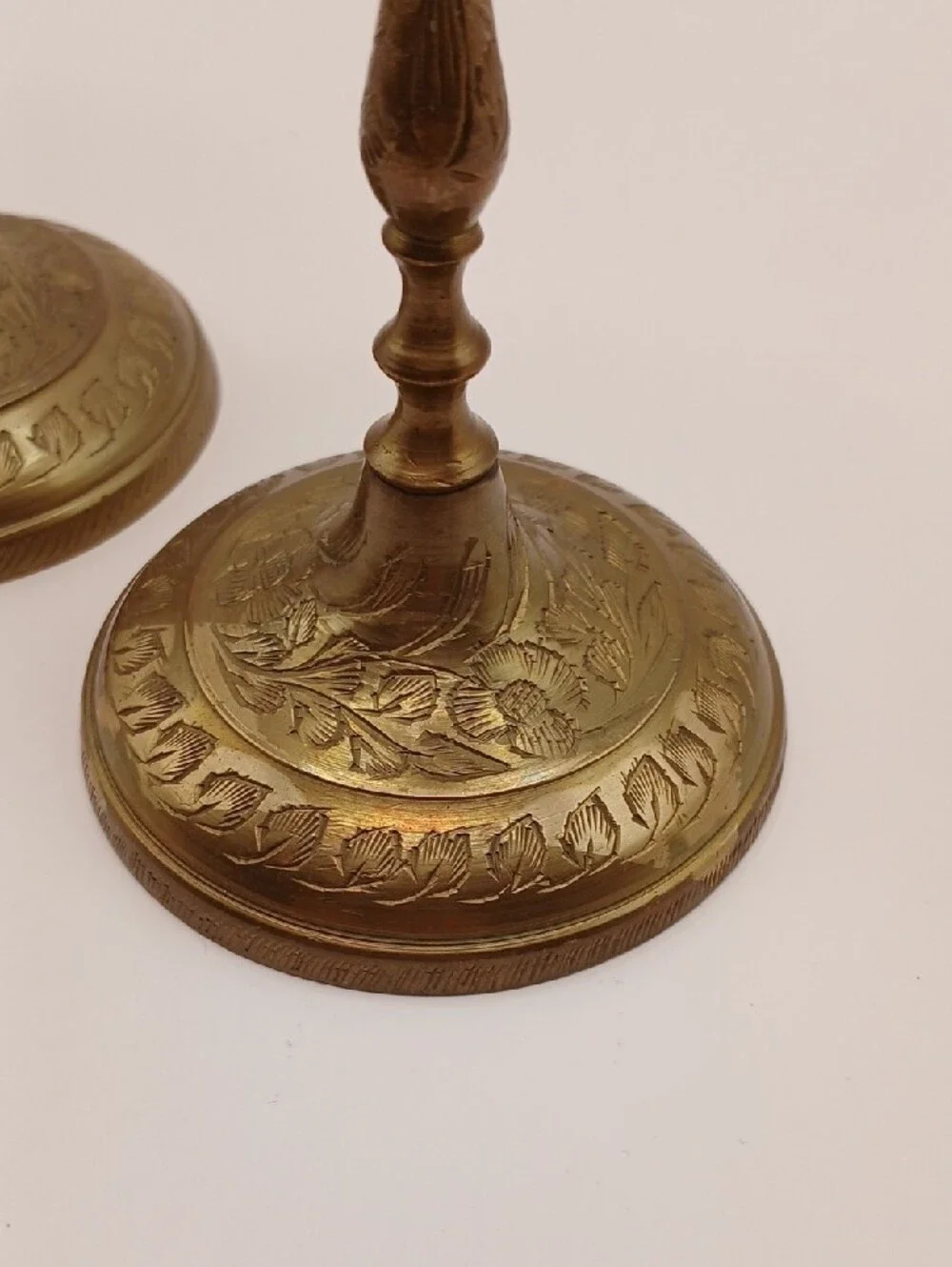 Pair VTG Brass Taper Candle Holders 5